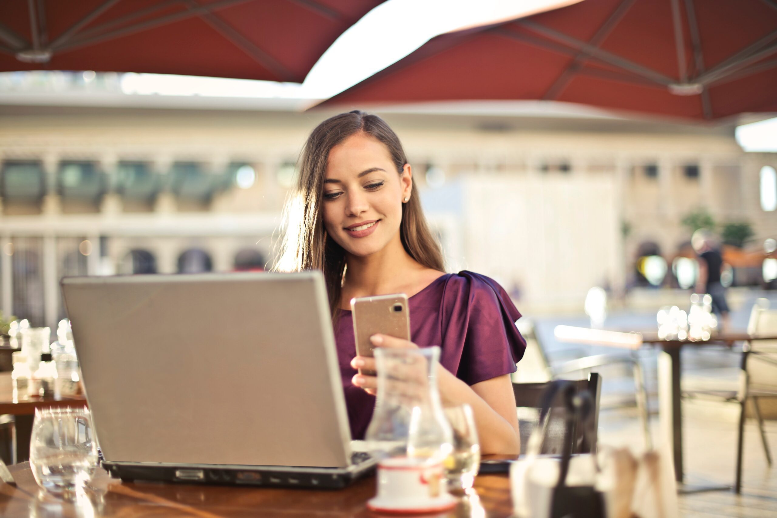 Women using a mobile app